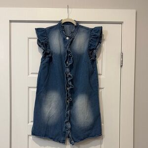 Casual Denim Ruffle Dress